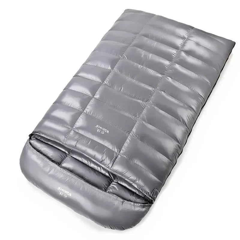 2-Person White Goose Down Winter Sleeping Bag - Outdoor Camping Envelope Style, 220x130CM - Trekker Essentials