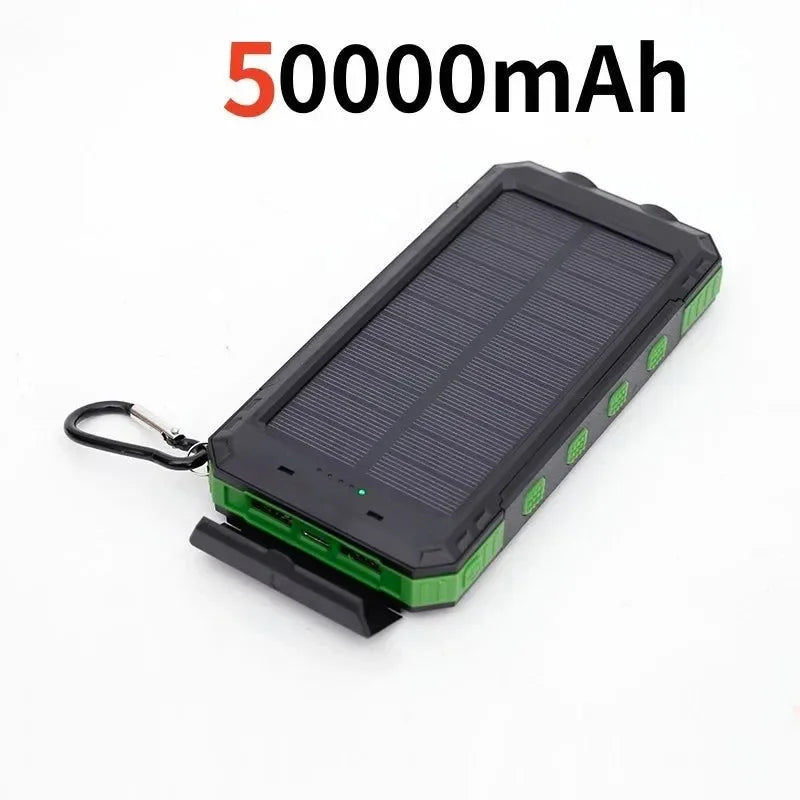 200000mAh Solar Power Bank - Outdoor Backup Power with Rapid Charging, Compass, and LED Features - Trekker Essentials