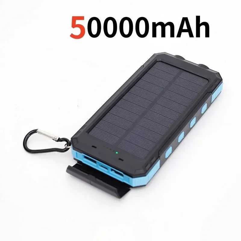 200000mAh Solar Power Bank - Outdoor Backup Power with Rapid Charging, Compass, and LED Features - Trekker Essentials