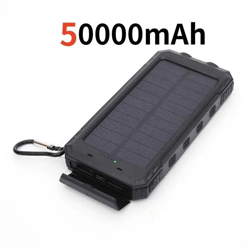 200000mAh Solar Power Bank - Outdoor Backup Power with Rapid Charging, Compass, and LED Features - Trekker Essentials