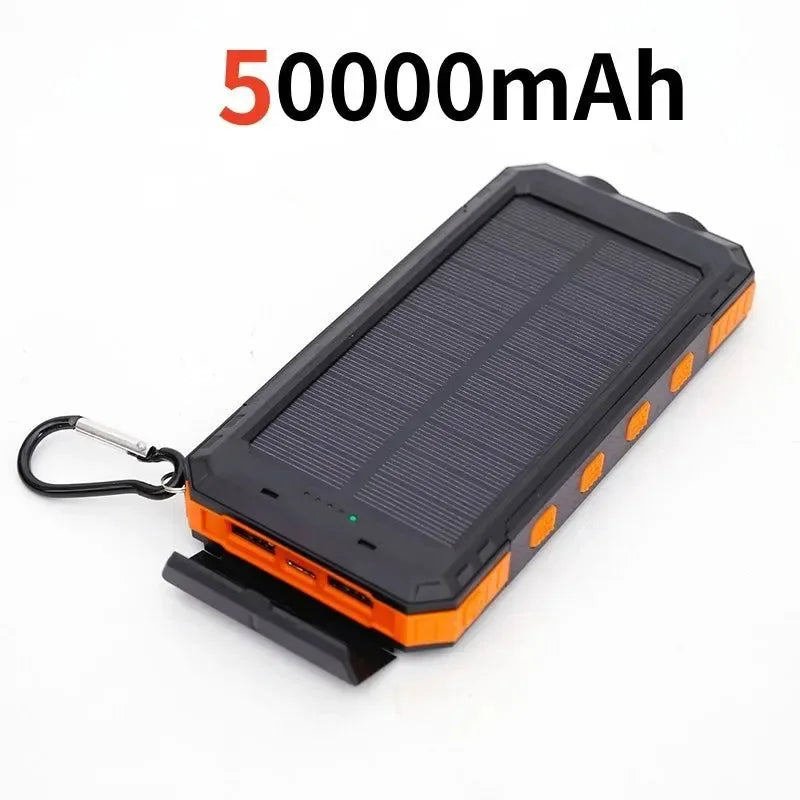 200000mAh Solar Power Bank - Outdoor Backup Power with Rapid Charging, Compass, and LED Features - Trekker Essentials