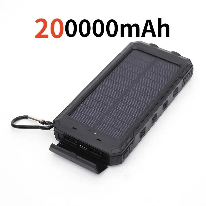 200000mAh Solar Power Bank - Outdoor Backup Power with Rapid Charging, Compass, and LED Features - Trekker Essentials