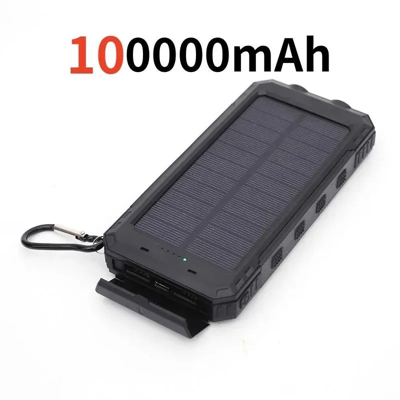200000mAh Solar Power Bank - Outdoor Backup Power with Rapid Charging, Compass, and LED Features - Trekker Essentials