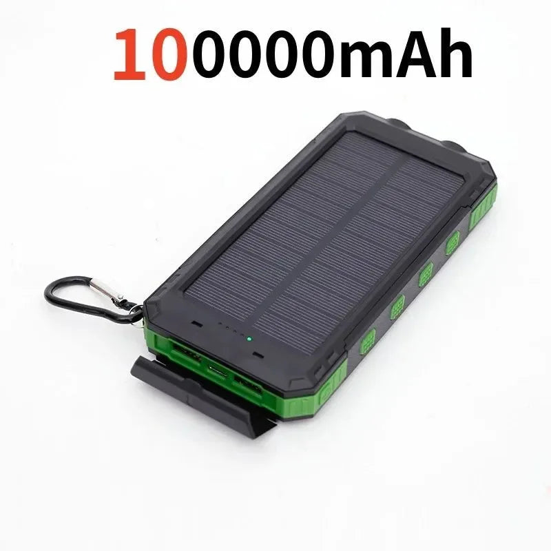 200000mAh Solar Power Bank - Outdoor Backup Power with Rapid Charging, Compass, and LED Features - Trekker Essentials