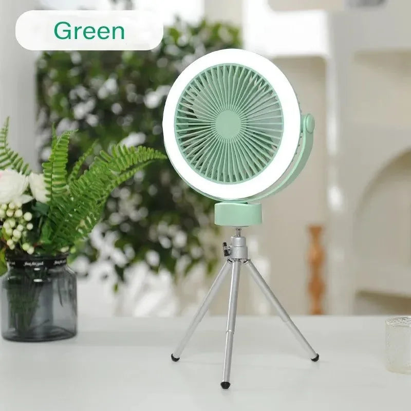 20000mAh Camping Fan Tent Lamp: Rechargeable USB Outdoor Ceiling Fan with LED Lamp - Trekker Essentials