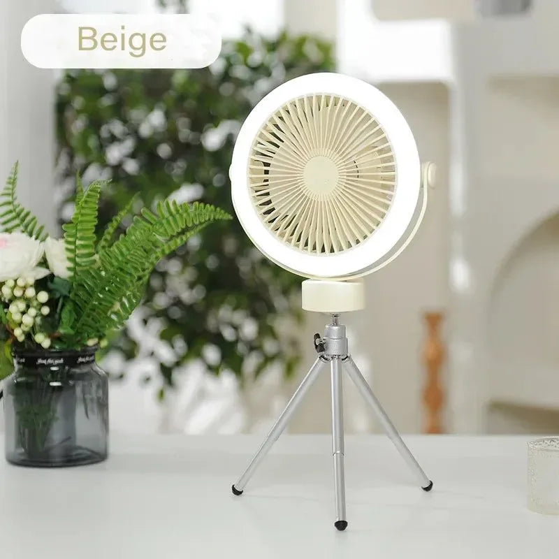 20000mAh Camping Fan Tent Lamp: Rechargeable USB Outdoor Ceiling Fan with LED Lamp - Trekker Essentials