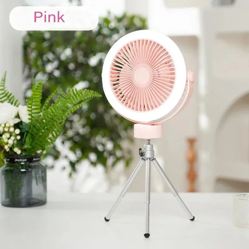 20000mAh Camping Fan Tent Lamp: Rechargeable USB Outdoor Ceiling Fan with LED Lamp - Trekker Essentials