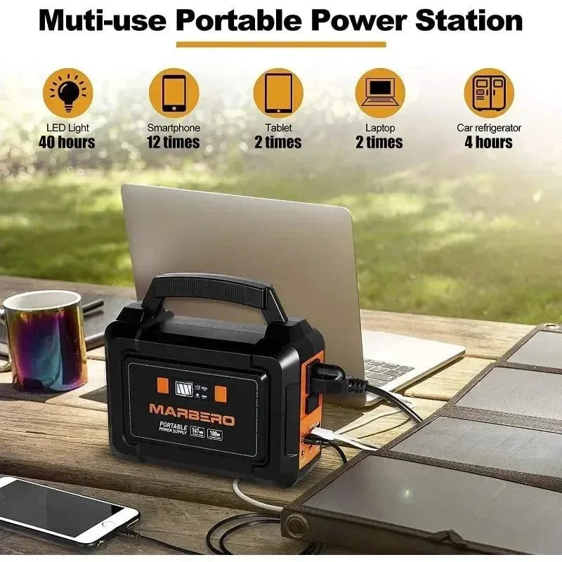 200W Portable Solar Generator – 167Wh Battery Power Supply with 110V AC Outlet - Trekker Essentials