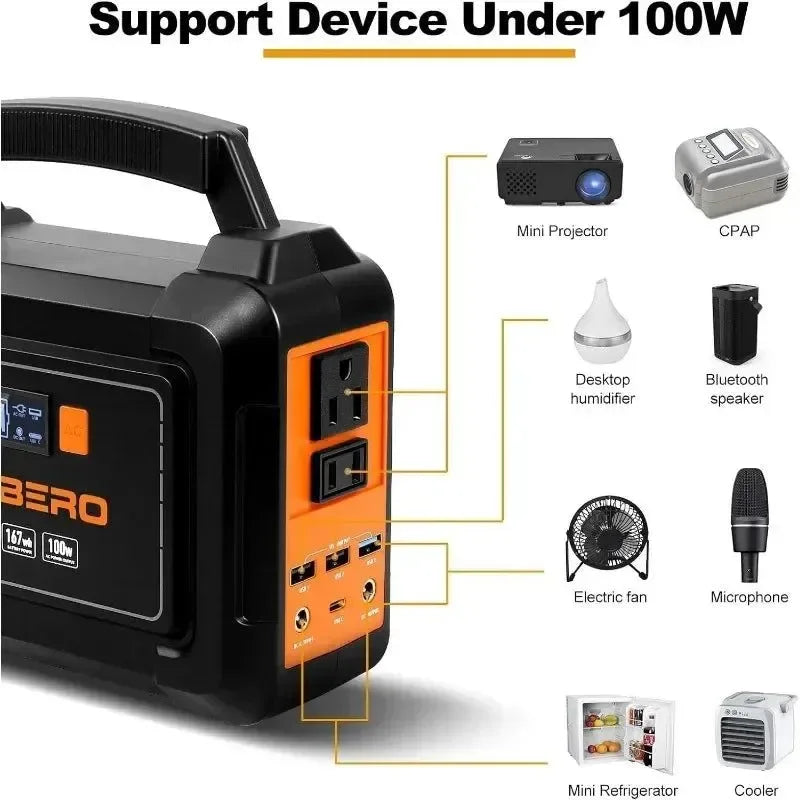 200W Portable Solar Generator – 167Wh Battery Power Supply with 110V AC Outlet - Trekker Essentials