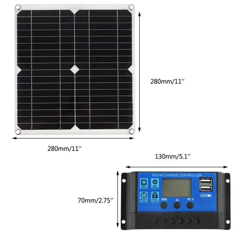 200W Solar Panel Kit With 60A Controller Portable 18V Solar Cell Power Charger for Phone Camping Hiking Car Boat RV Solar Plate - Trekker Essentials