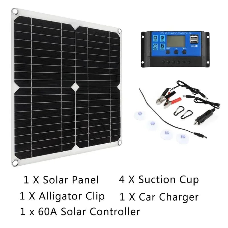 200W Solar Panel Kit With 60A Controller Portable 18V Solar Cell Power Charger for Phone Camping Hiking Car Boat RV Solar Plate - Trekker Essentials