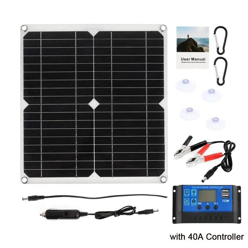 200W Solar Panel Kit With 60A Controller Portable 18V Solar Cell Power Charger for Phone Camping Hiking Car Boat RV Solar Plate - Trekker Essentials