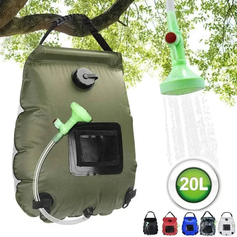 20L Outdoor Camping Shower Bag - Solar Heating Portable Folding Bath Equipment - Trekker Essentials