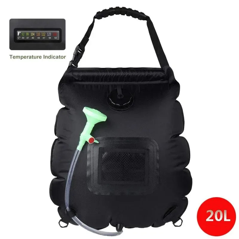 20L Outdoor Camping Shower Bag - Solar Heating Portable Folding Bath Equipment - Trekker Essentials
