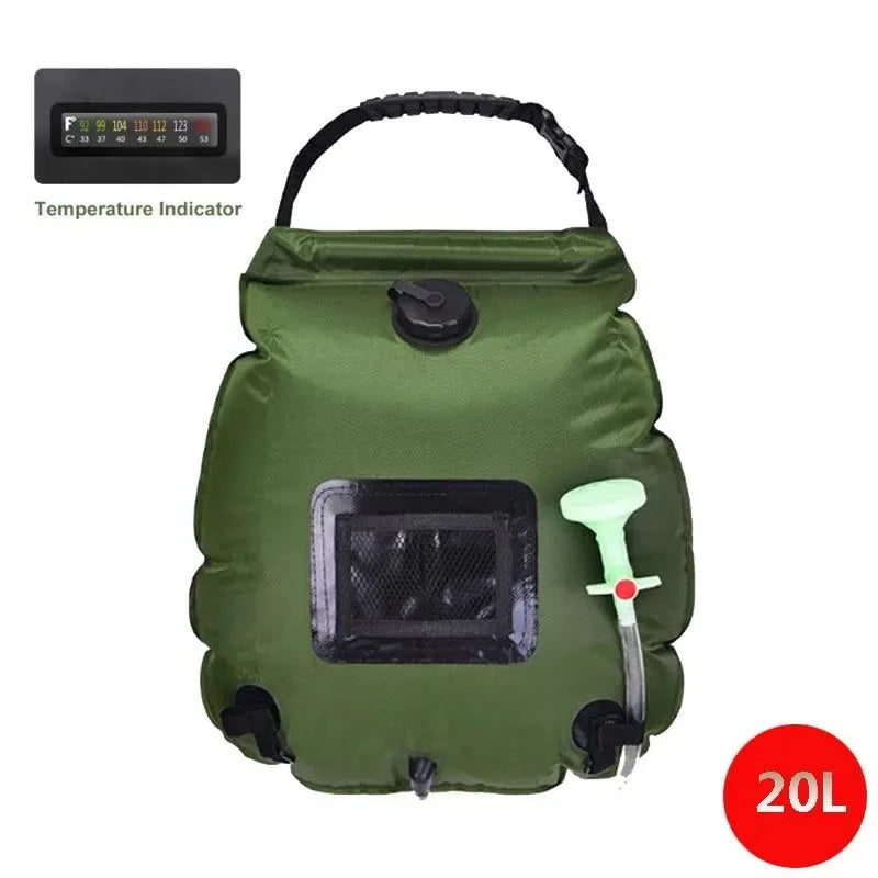 20L Outdoor Camping Shower Bag - Solar Heating Portable Folding Bath Equipment - Trekker Essentials