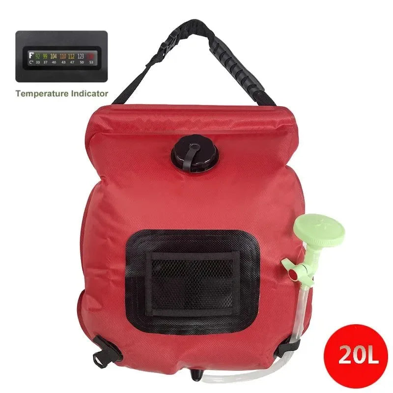 20L Outdoor Camping Shower Bag - Solar Heating Portable Folding Bath Equipment - Trekker Essentials
