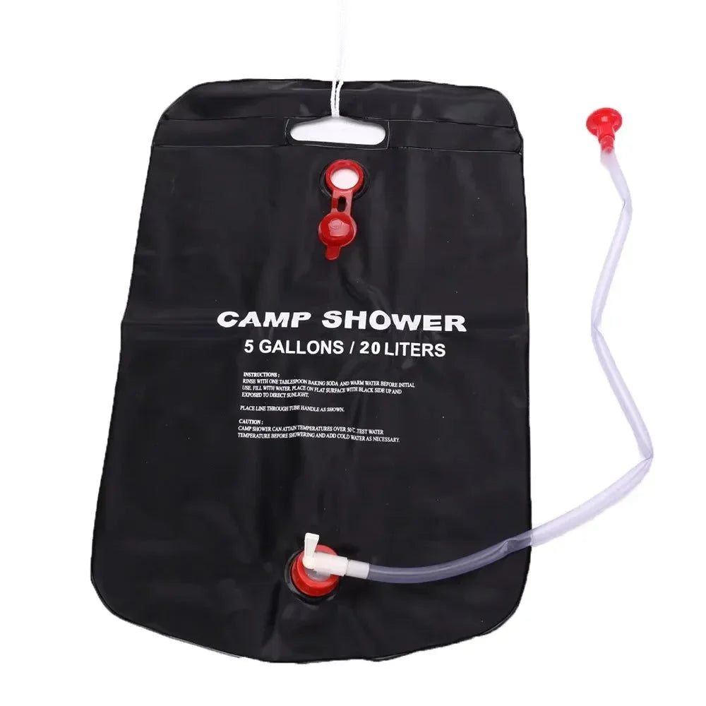 20L Portable Camping Shower Bag - Solar Heated Outdoor Travel Hiking BBQ Cycling Beach Swimming Bathing Water Bag - Trekker Essentials