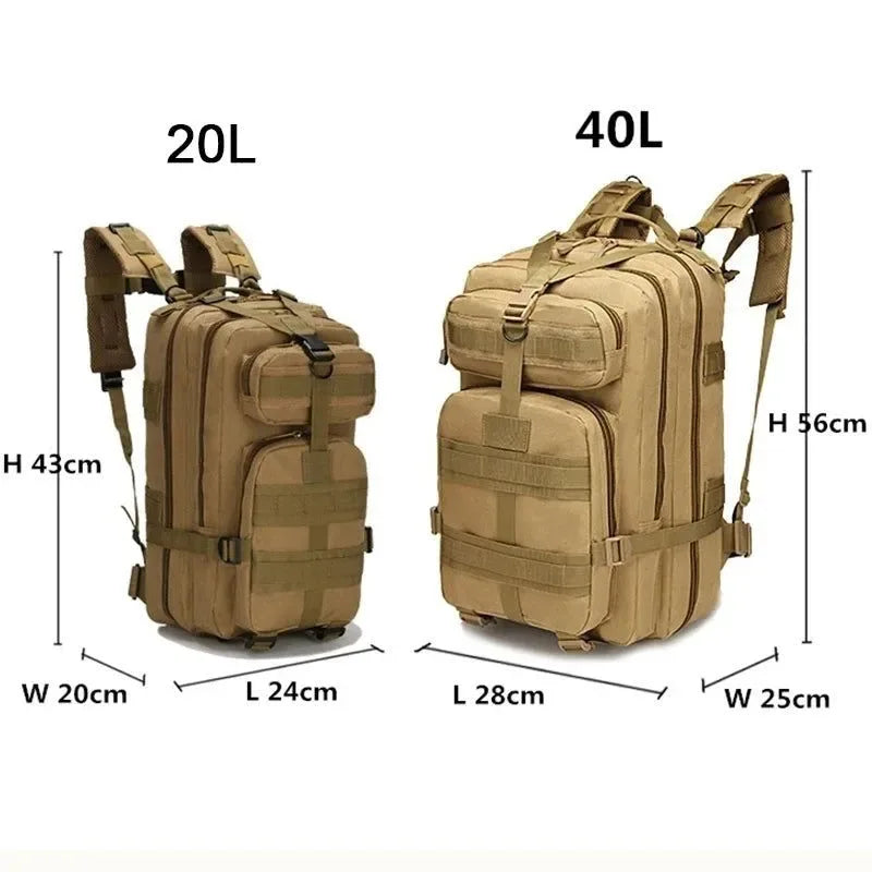 20L/40L Outdoor Tactical Backpack: Versatile Rucksack for Camping, Hiking, Trekking, Fishing, and Hunting - Trekker Essentials