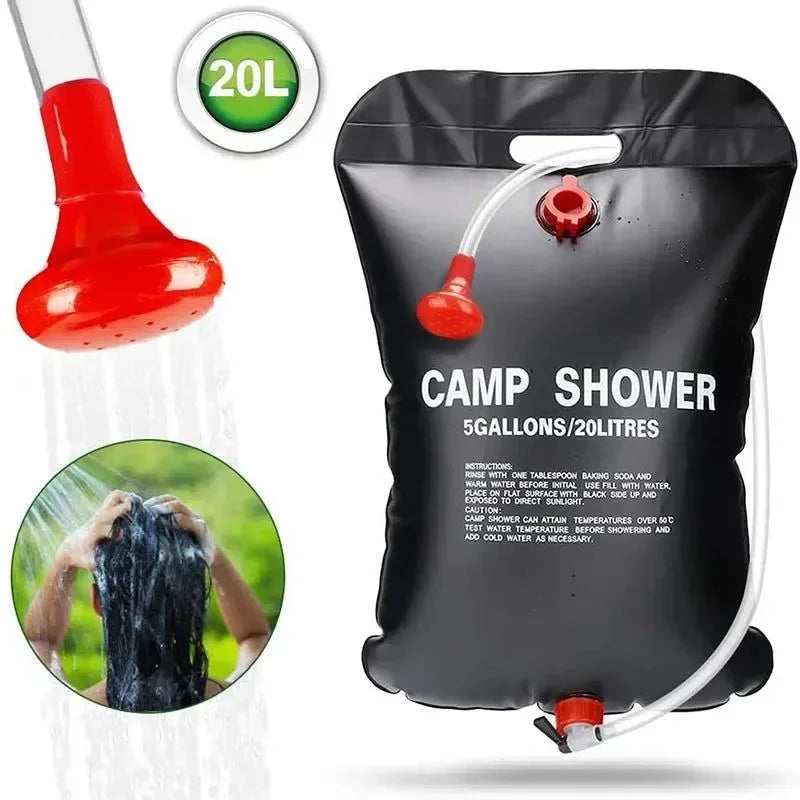20L/40L Solar Heated Foldable Shower Bag for Camping & Outdoor Bathing - Trekker Essentials