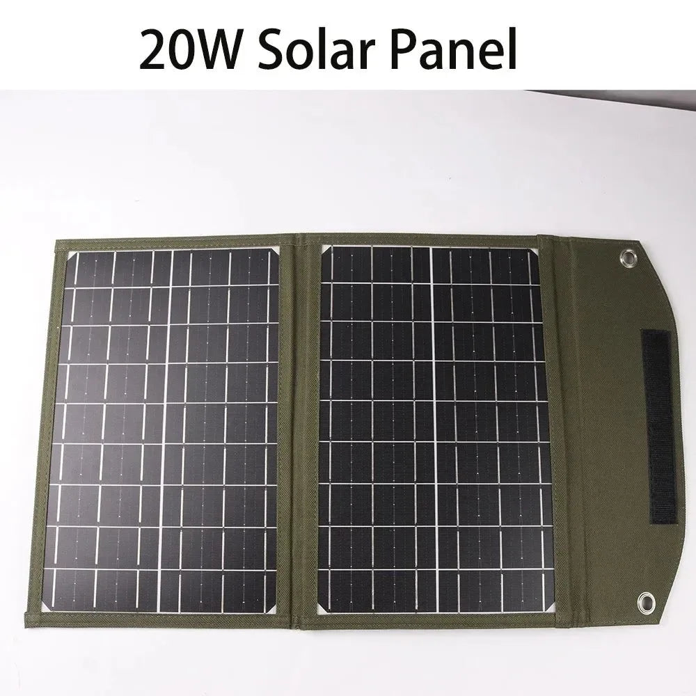 20W Foldable Solar Panel USB Portable Battery Charger for Cell Phone - Waterproof Power Bank for Camping Accessories - Trekker Essentials