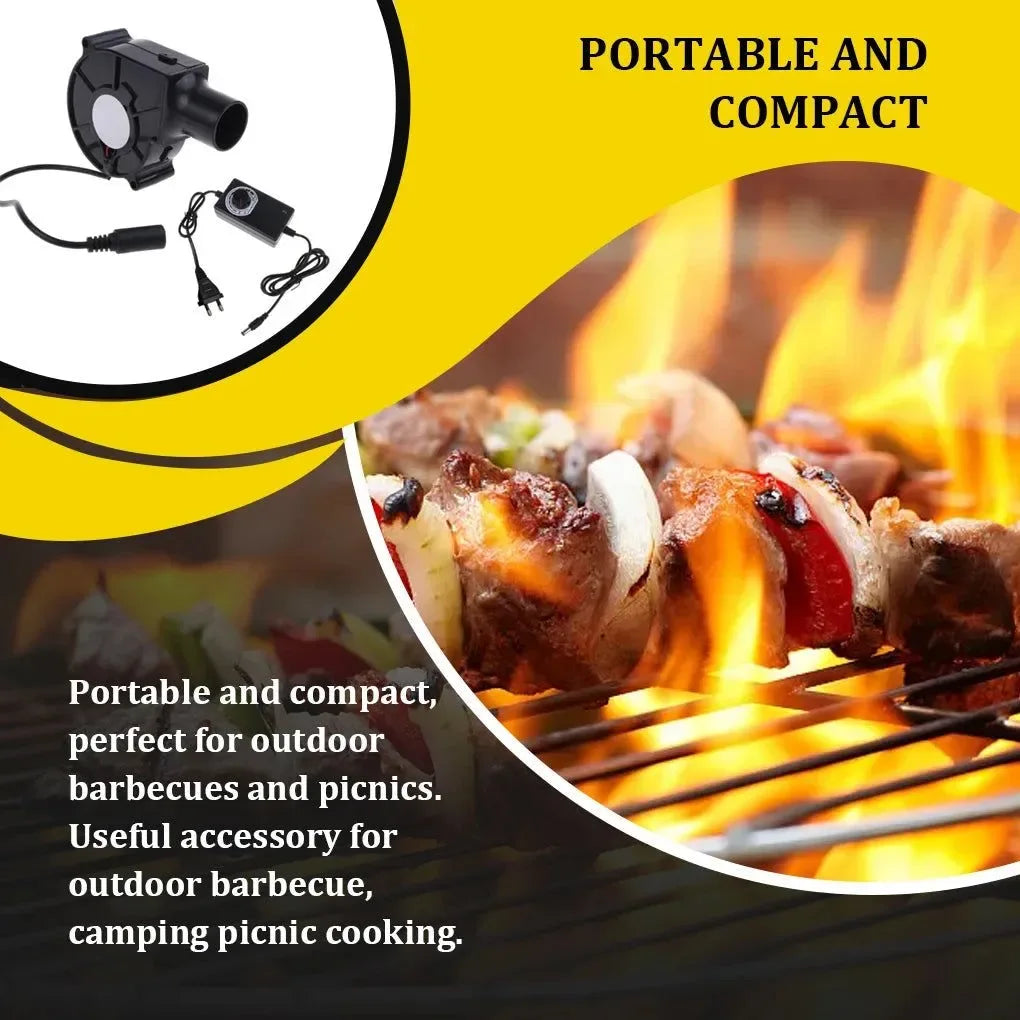 220V 7.5cm BBQ Fan Small with Air Collecting Adjustable Speed Handheld Barbecue Blower Wind Pipe for Outdoor Camping - Trekker Essentials