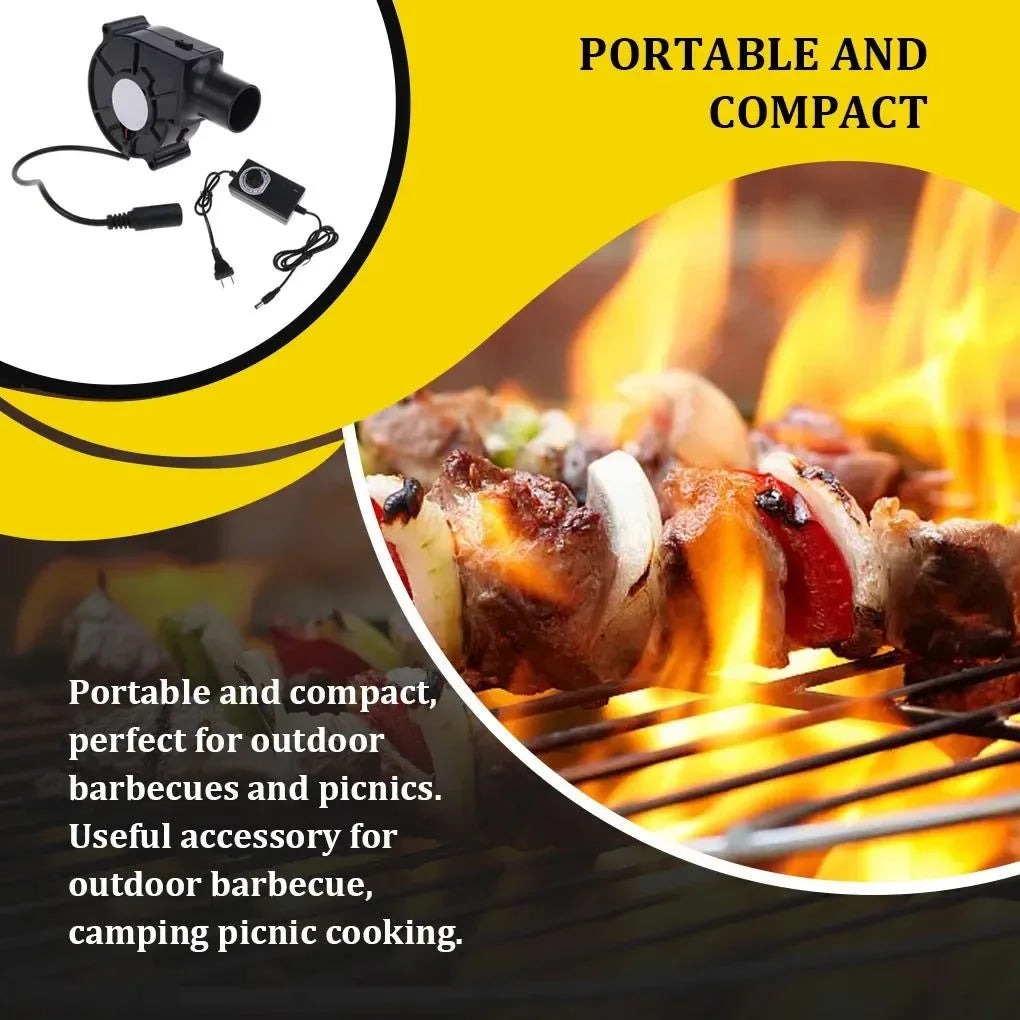 220V 7.5cm BBQ Fan Small with Air Collecting Adjustable Speed Handheld Barbecue Blower Wind Pipe for Outdoor Camping - Trekker Essentials