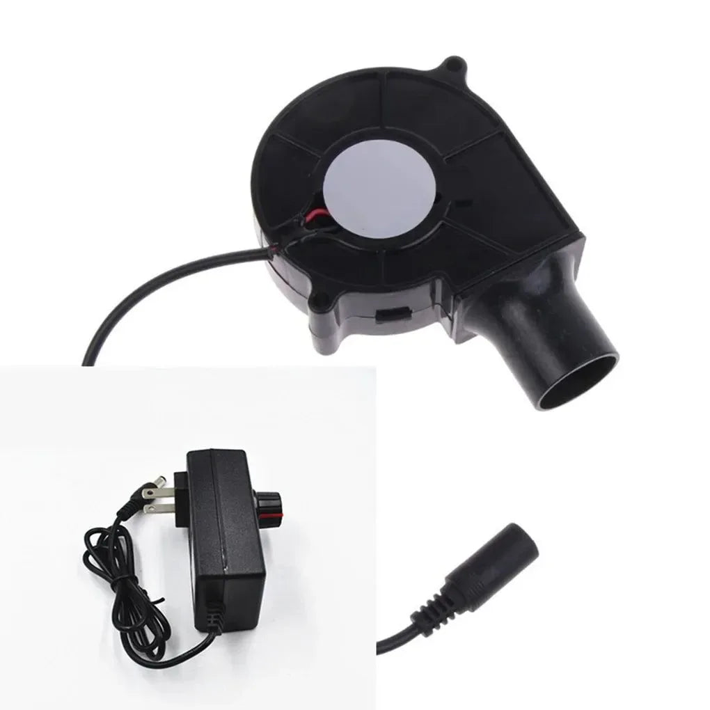 220V 7.5cm BBQ Fan Small with Air Collecting Adjustable Speed Handheld Barbecue Blower Wind Pipe for Outdoor Camping - Trekker Essentials