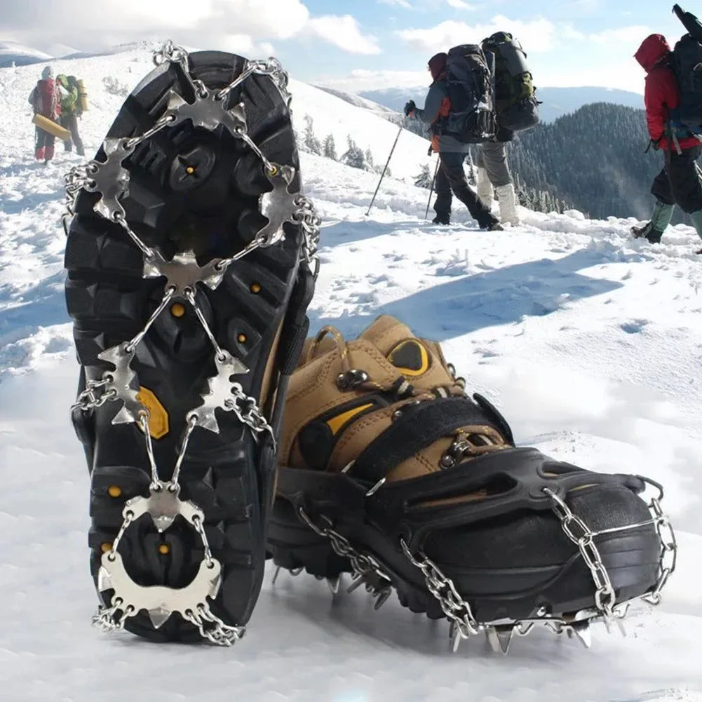 24-Tooth Ice Crampons - Lightweight Stainless Steel Snow Grips with Carry Bag for Hiking & Winter Running - Trekker Essentials
