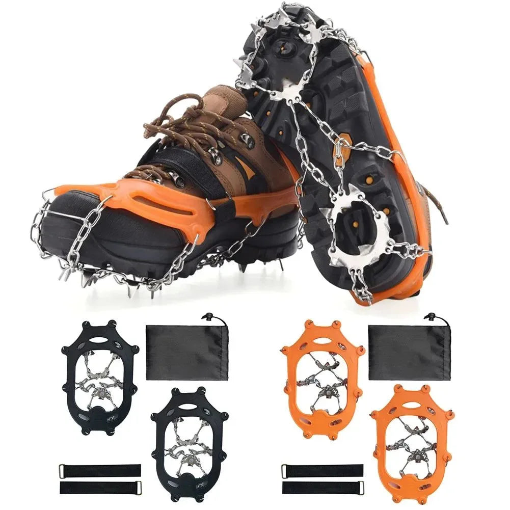 24-Tooth Ice Crampons - Lightweight Stainless Steel Snow Grips with Carry Bag for Hiking & Winter Running - Trekker Essentials