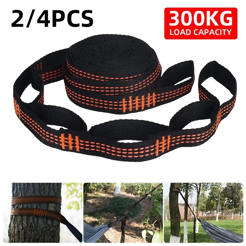 2/4Pcs Heavy-Duty Hammock Straps - Reinforced Polyester with 5 Rings, High Load-Bearing for Outdoor Camping - Trekker Essentials