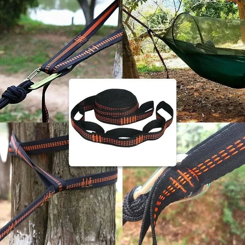 2/4Pcs Heavy-Duty Hammock Straps - Reinforced Polyester with 5 Rings, High Load-Bearing for Outdoor Camping - Trekker Essentials