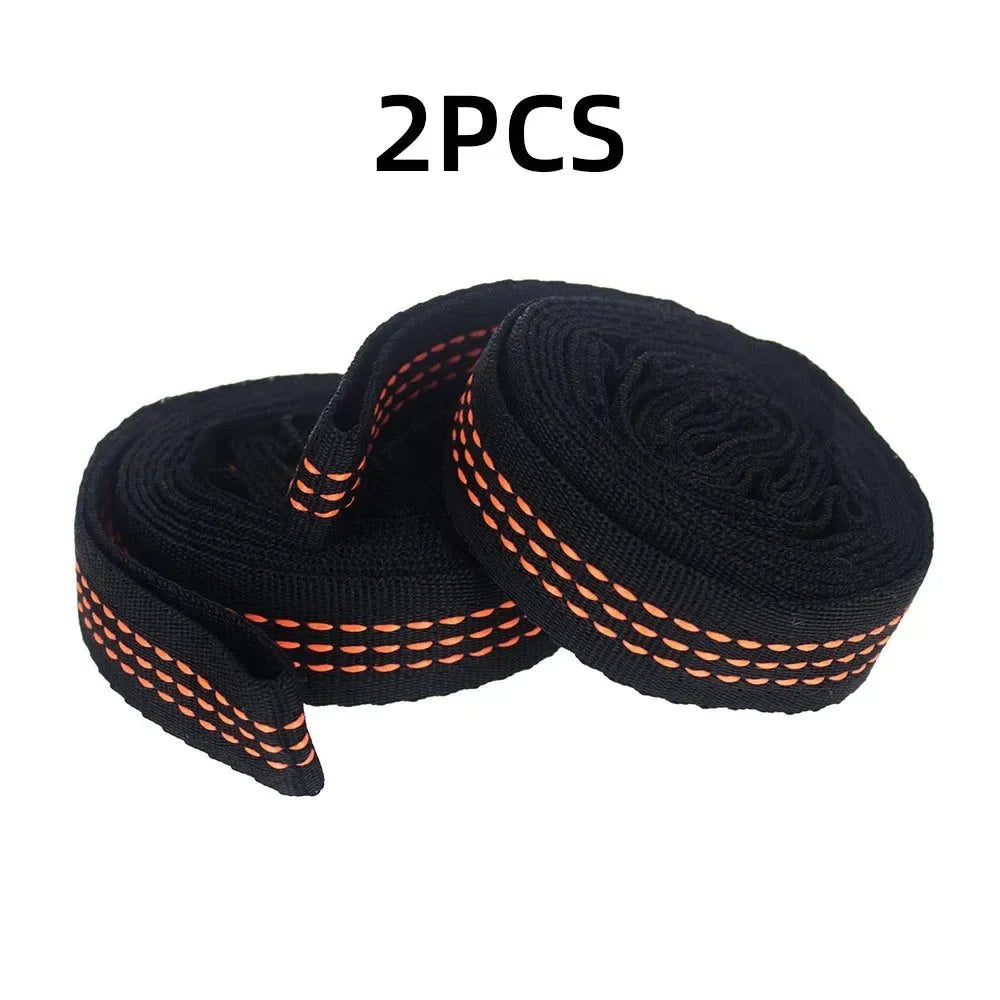 2/4Pcs Heavy-Duty Hammock Straps - Reinforced Polyester with 5 Rings, High Load-Bearing for Outdoor Camping - Trekker Essentials