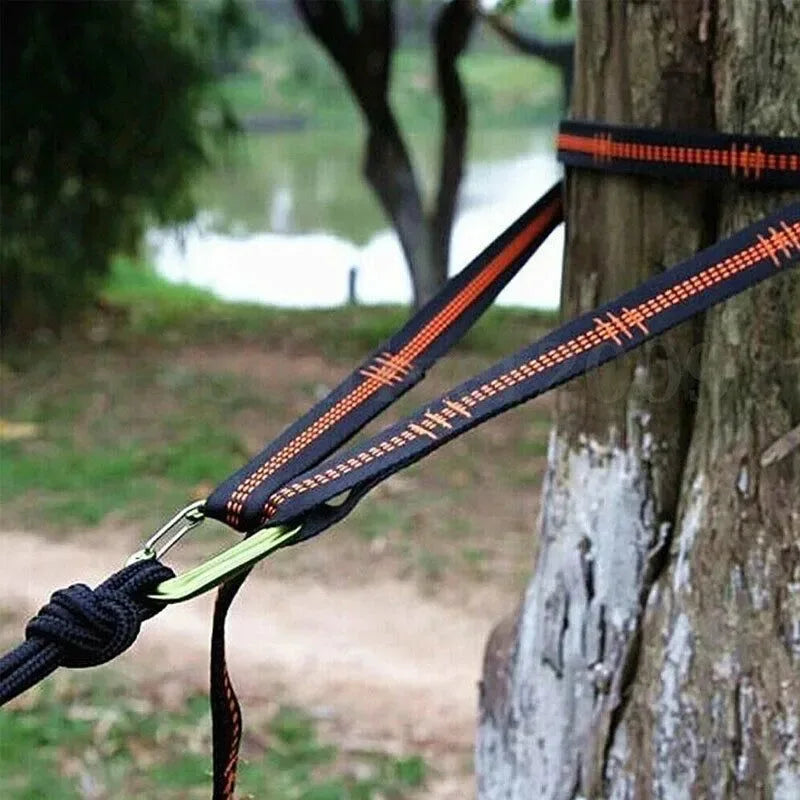 2/4Pcs Heavy-Duty Hammock Straps - Reinforced Polyester with 5 Rings, High Load-Bearing for Outdoor Camping - Trekker Essentials