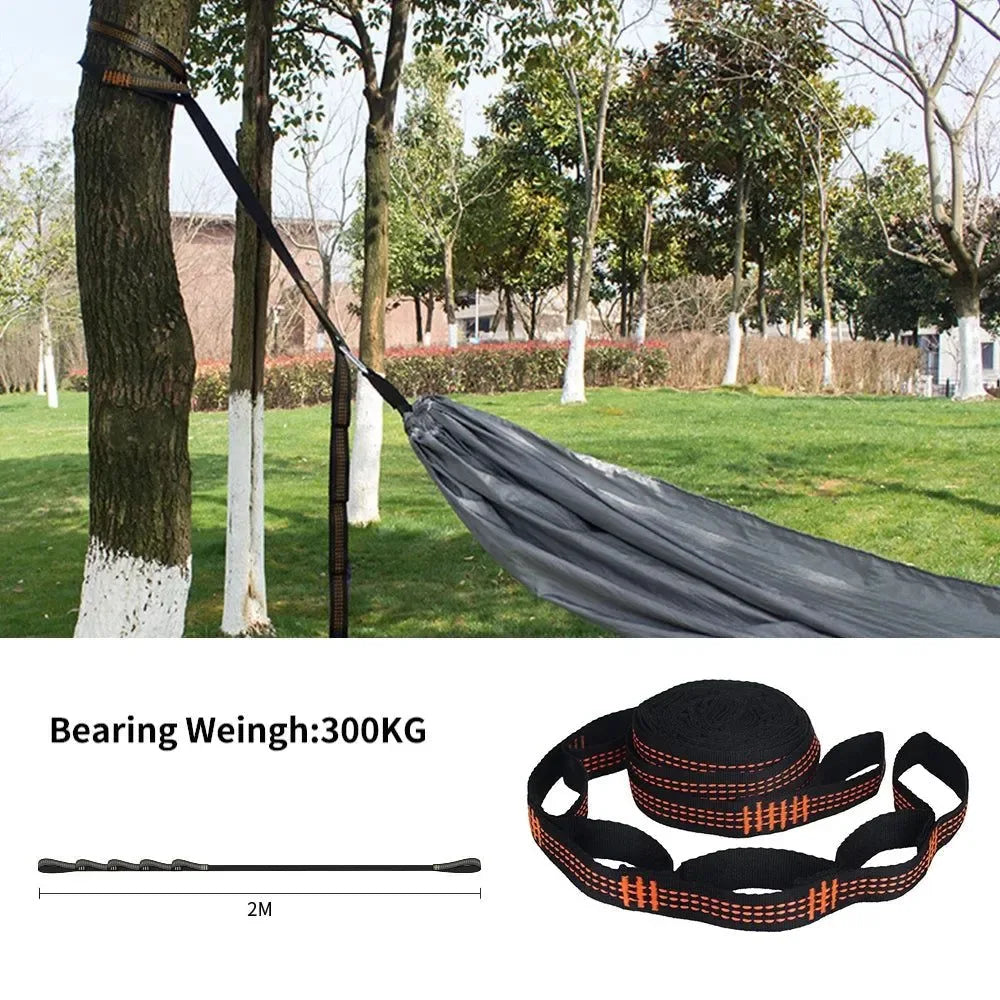2/4Pcs Heavy-Duty Hammock Straps - Reinforced Polyester with 5 Rings, High Load-Bearing for Outdoor Camping - Trekker Essentials