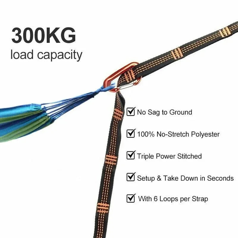 2/4Pcs Heavy-Duty Hammock Straps - Reinforced Polyester with 5 Rings, High Load-Bearing for Outdoor Camping - Trekker Essentials