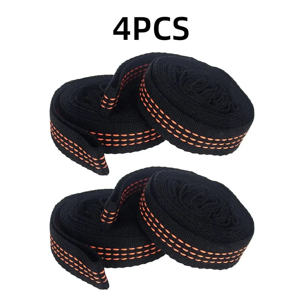 2/4Pcs Heavy-Duty Hammock Straps - Reinforced Polyester with 5 Rings, High Load-Bearing for Outdoor Camping - Trekker Essentials