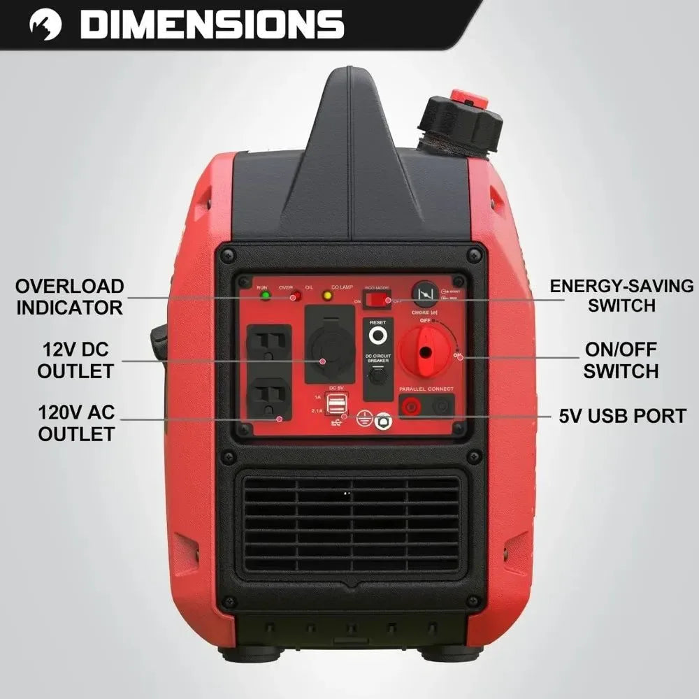2500-Watt Super Quiet Portable Inverter Generator – Lightweight, High Fuel-Efficiency - Trekker Essentials