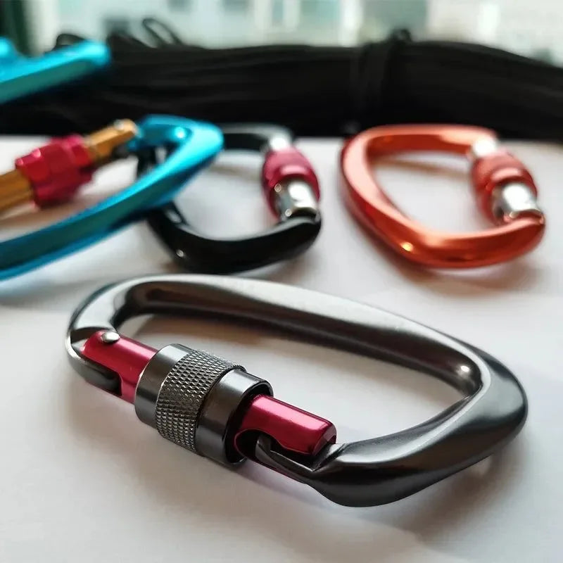 25KN Professional Climbing Carabiner - D-Shape Aviation Aluminum Safety Lock for Outdoor Climbing and Mountaineering - Trekker Essentials
