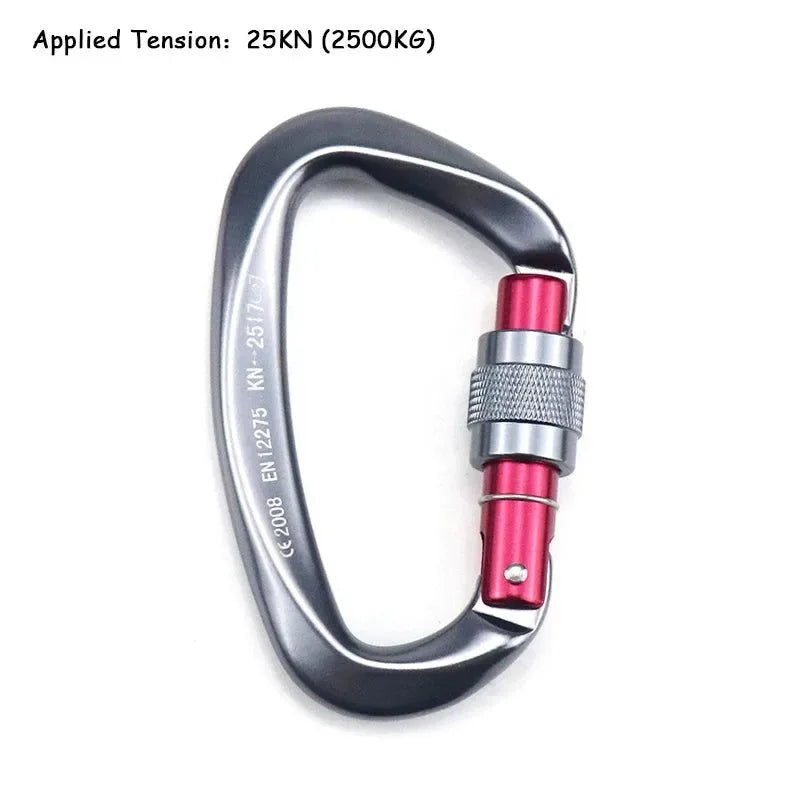 25KN Professional Climbing Carabiner - D-Shape Aviation Aluminum Safety Lock for Outdoor Climbing and Mountaineering - Trekker Essentials