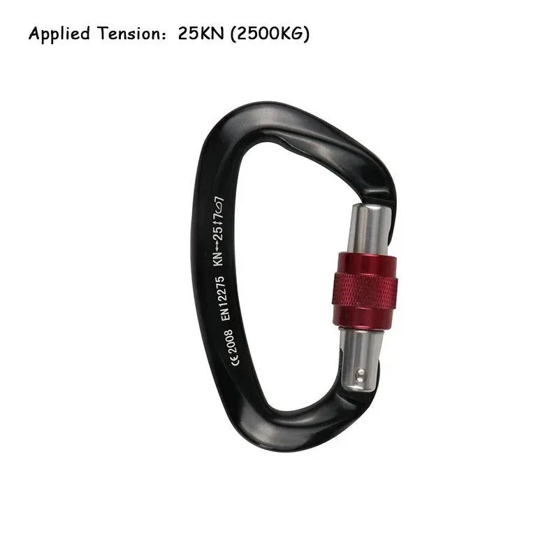 25KN Professional Climbing Carabiner - D-Shape Aviation Aluminum Safety Lock for Outdoor Climbing and Mountaineering - Trekker Essentials