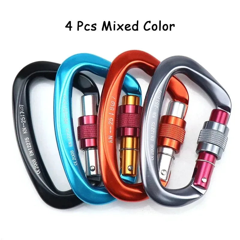25KN Professional Climbing Carabiner - D-Shape Aviation Aluminum Safety Lock for Outdoor Climbing and Mountaineering - Trekker Essentials