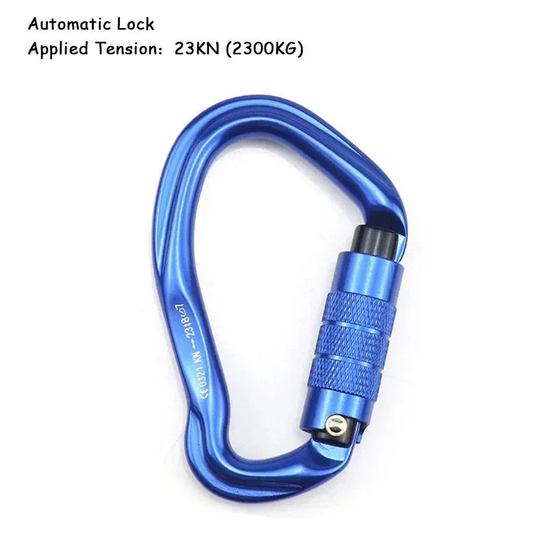 25KN Professional Climbing Carabiner - D-Shape Aviation Aluminum Safety Lock for Outdoor Climbing and Mountaineering - Trekker Essentials