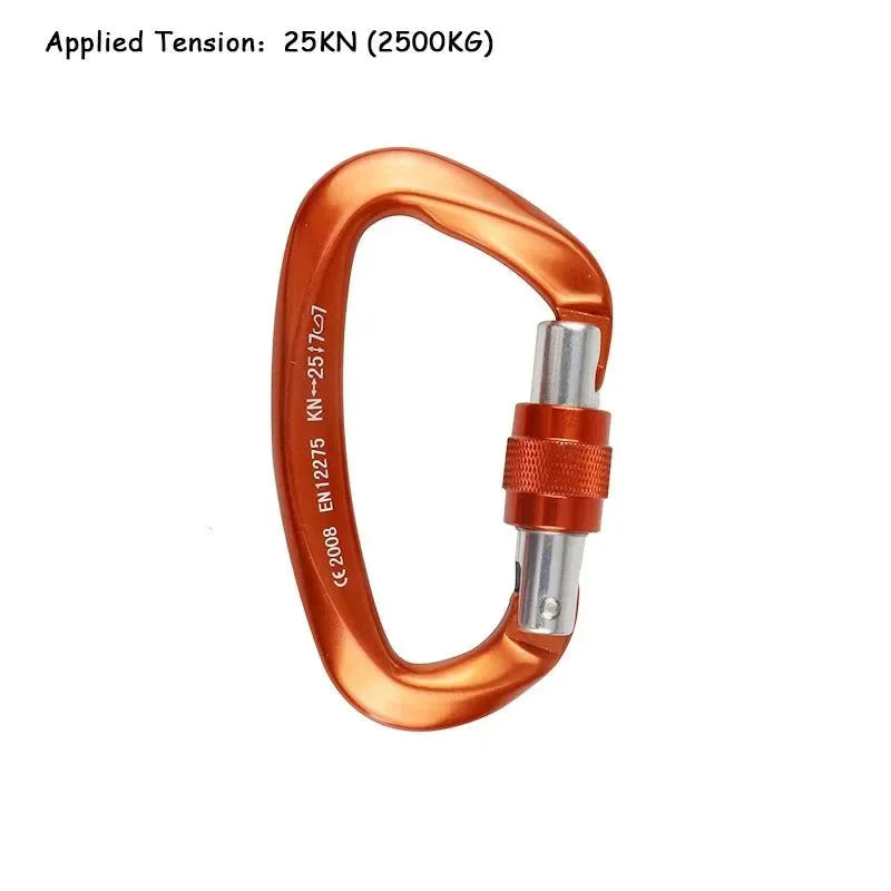 25KN Professional Climbing Carabiner - D-Shape Aviation Aluminum Safety Lock for Outdoor Climbing and Mountaineering - Trekker Essentials