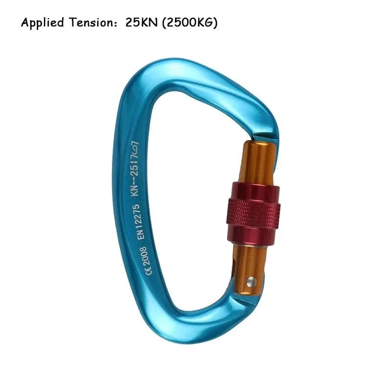 25KN Professional Climbing Carabiner - D-Shape Aviation Aluminum Safety Lock for Outdoor Climbing and Mountaineering - Trekker Essentials