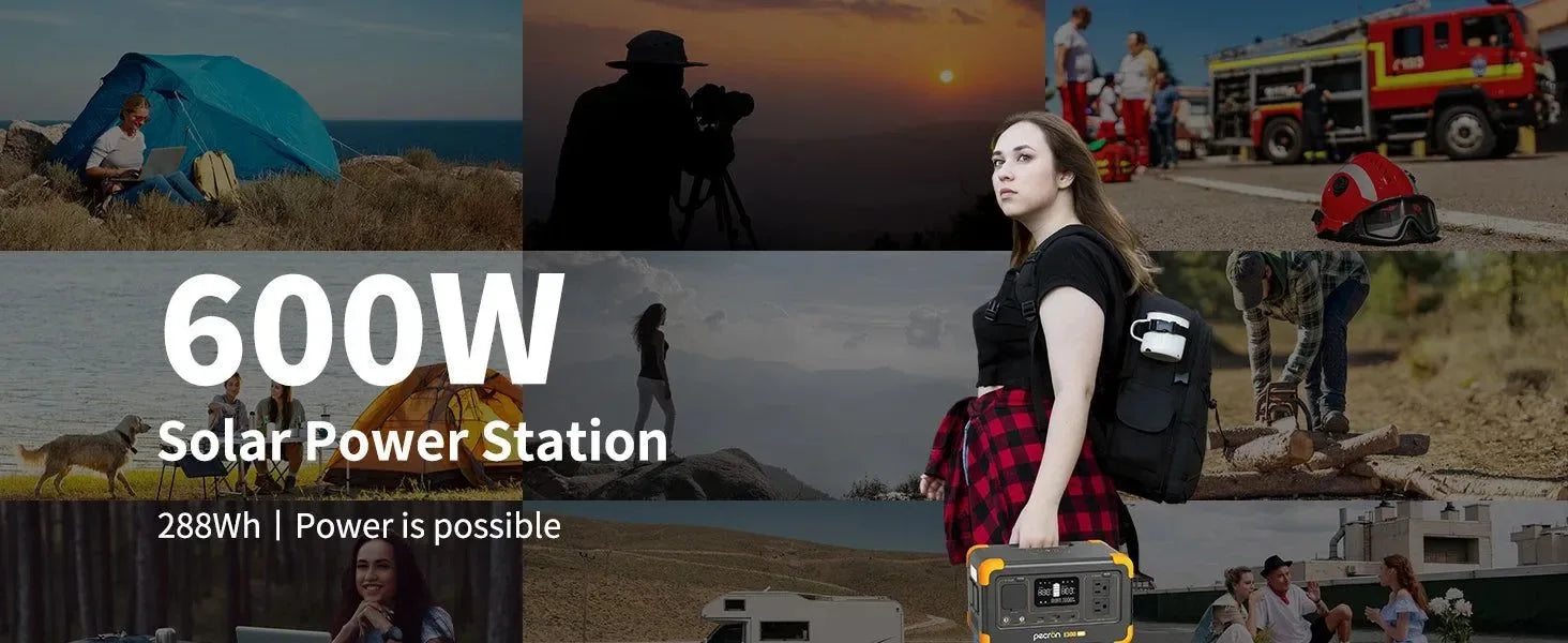 288Wh Solar Power Station with 100W Panel - 600W Pure Sine Wave Portable Generator for Camping & Emergencies - Trekker Essentials