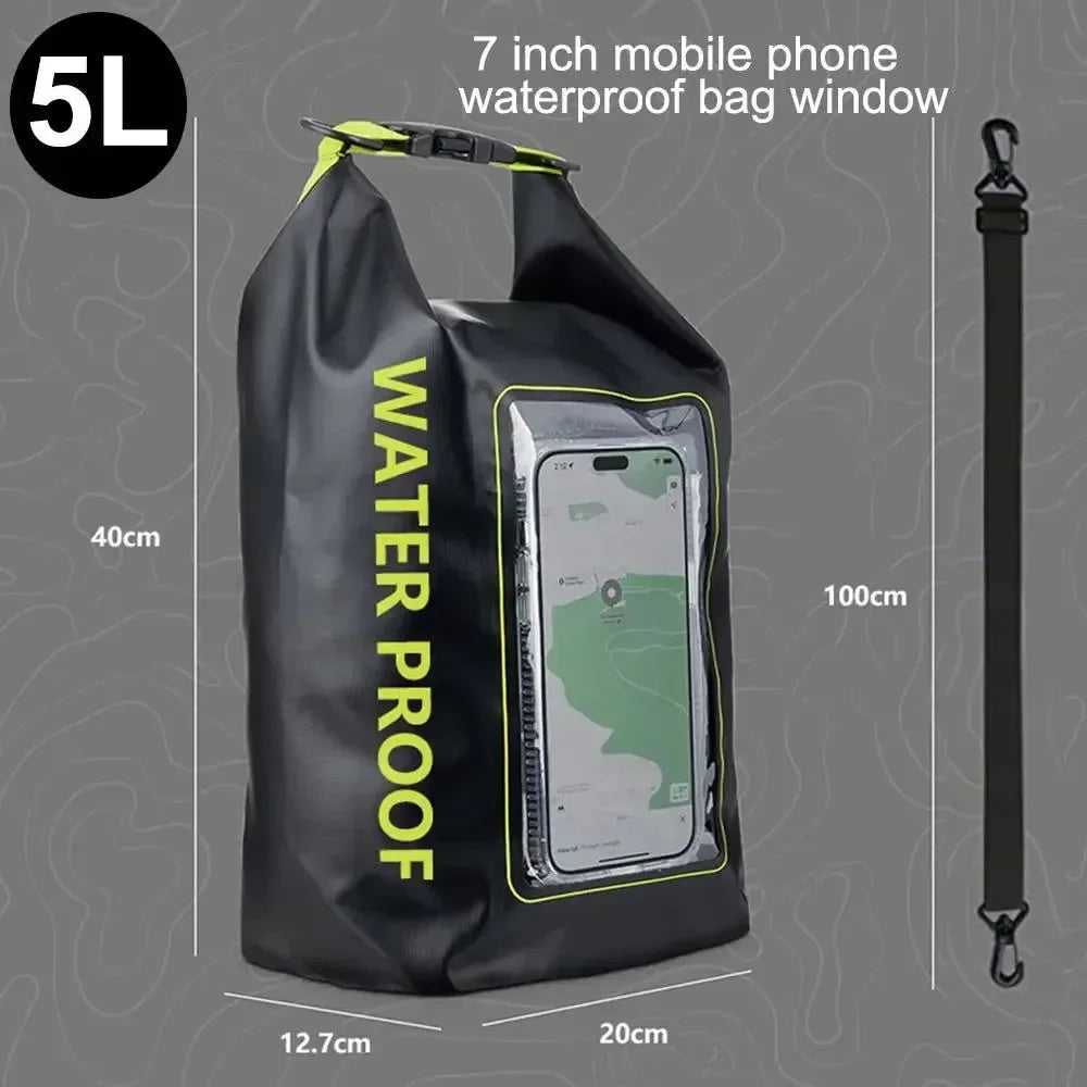 2L & 5L Touch Screen Waterproof Dry Bag - Ideal for Trekking, Drifting, Rafting, Surfing, Kayaking, and Outdoor Sports - Trekker Essentials