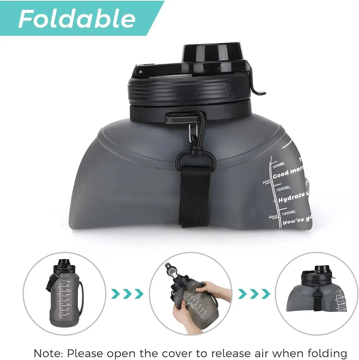 2L Collapsible Silicone Water Bottle with Straw - Large Capacity, Portable Design - Trekker Essentials