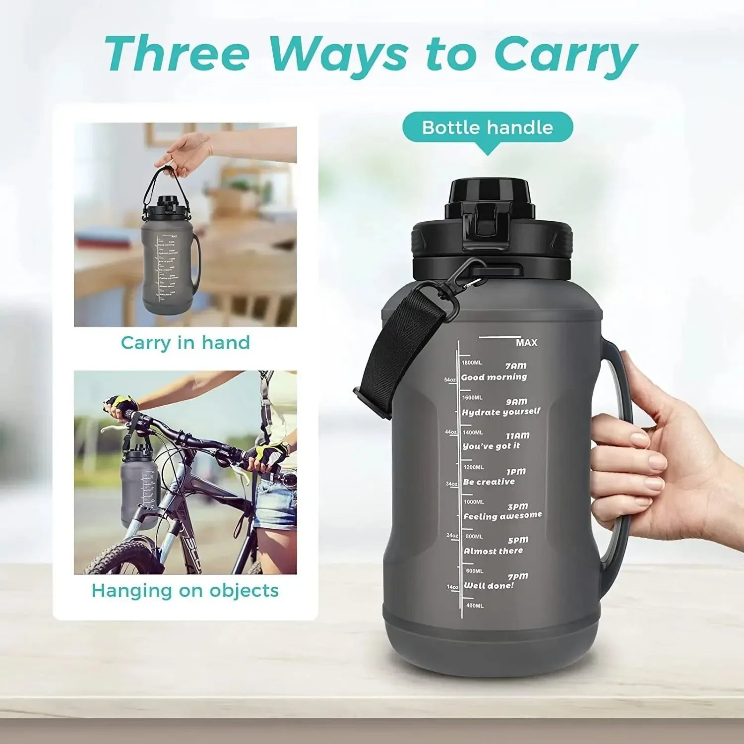 2L Collapsible Silicone Water Bottle with Straw - Large Capacity, Portable Design - Trekker Essentials