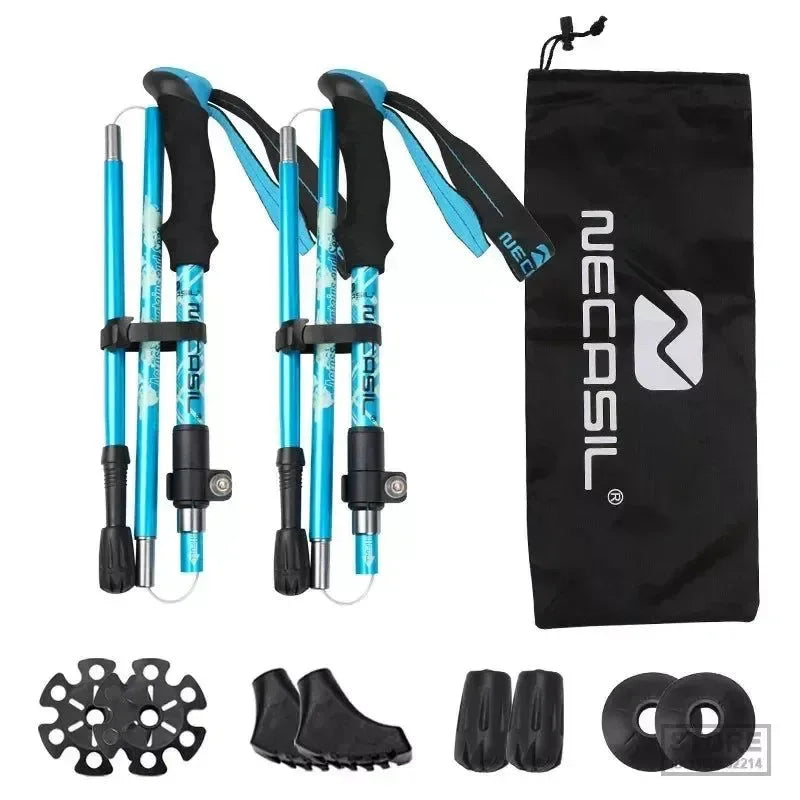 2pcs Folding Trekking Poles - Collapsible Hiking Sticks for Nordic Walking and Outdoor Activities - Trekker Essentials