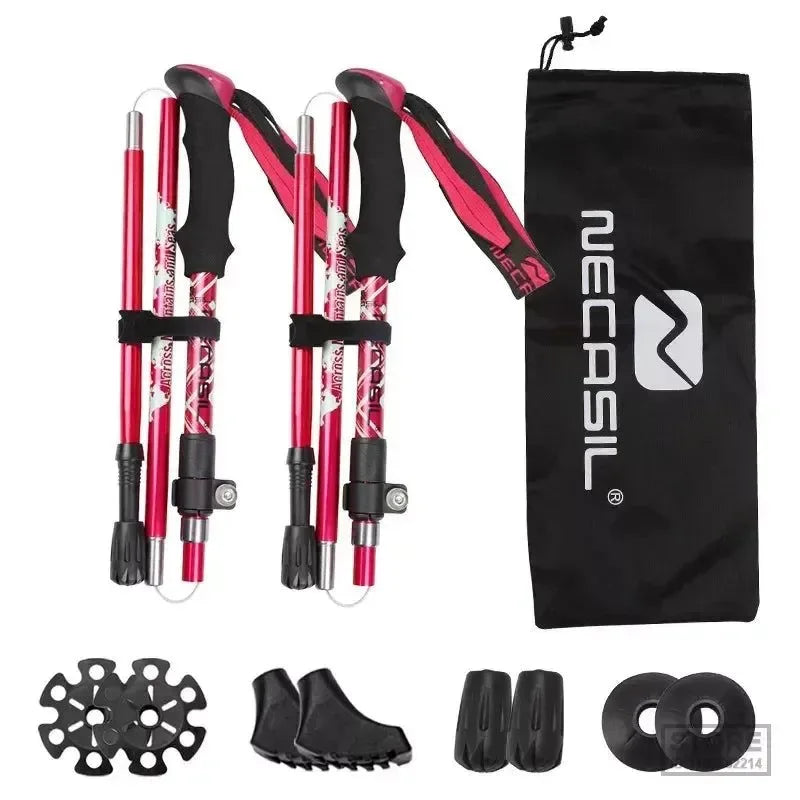 2pcs Folding Trekking Poles - Collapsible Hiking Sticks for Nordic Walking and Outdoor Activities - Trekker Essentials